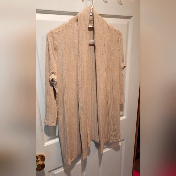 August Mist Tan Open Front Cardigan size Small - Picture 6 of 12